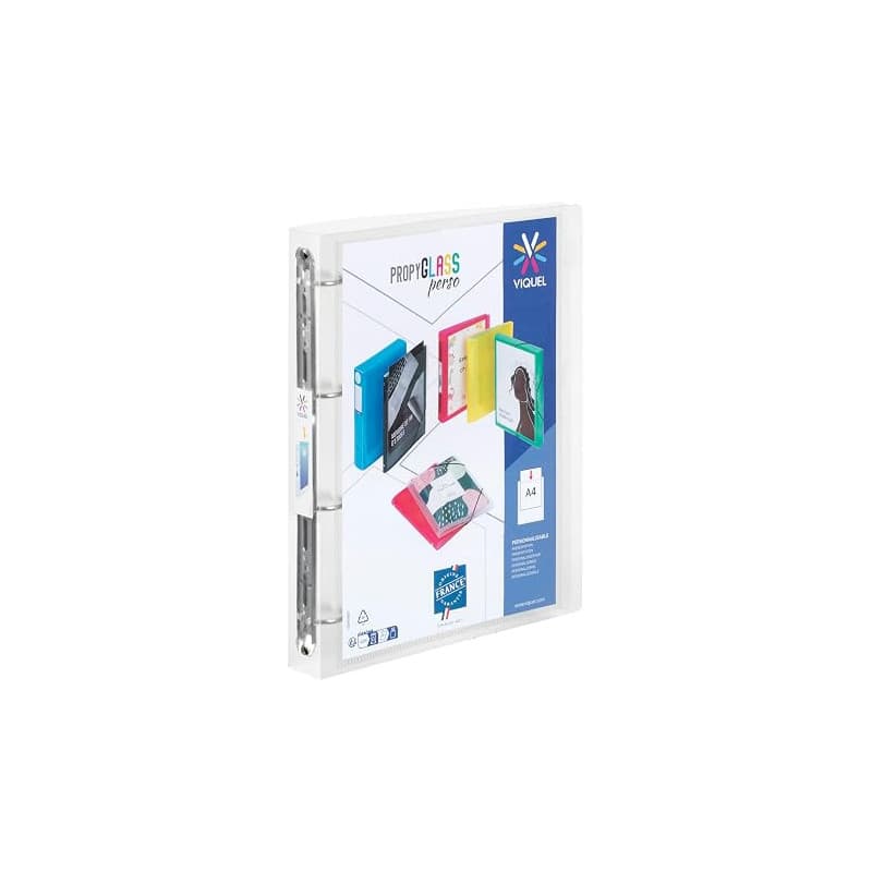 Viquel - Classeur souple en plastique 4 anneaux - Classeur personnalisable dos 3,5 cm - Etiquette d'identification - Format A4 -