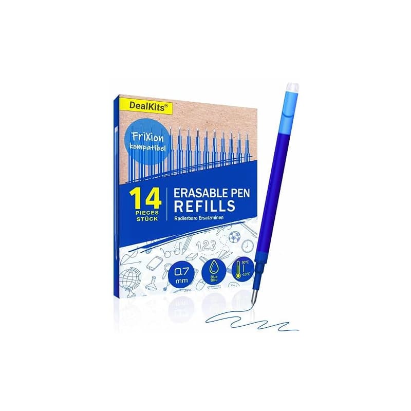 Lot de 14 recharges de rechange effaçables 0,7 mm, bleues, compatibles avec Pilot FriXion Ball, Clicker et Eberhard Faber, mines