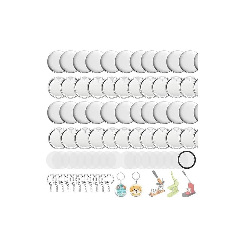Lot de 50 porte-clés pour machine à boutons - 58 mm - Kit de fabrication de broches pour machine à boutons - Ensembles de badges