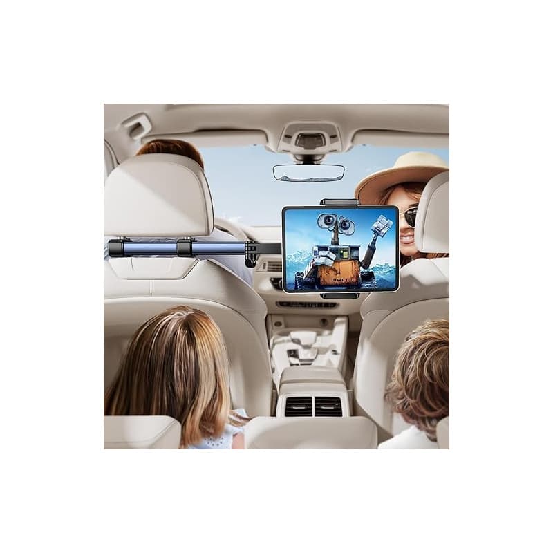 TRYONE Support Tablette Voiture pour Appuie-Tête, Bras Long 46 cm, 3-en-1, Compatible iPad, Tablettes et Smartphones 4,7–16,1 Po