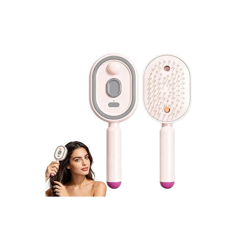 Peigne de Massage Électrique à Coussin d'Air avec Spray et Lumière Rouge, Brosse Vapeur Cheveux, Coiffage Lissant pour Cheveux S