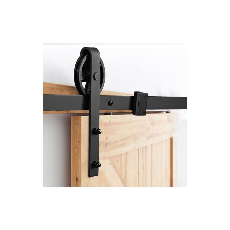 Joparri Kit de ferrures de porte coulissantes 183 cm, Système de porte coulissante, Rail suspendu en acier au carbone avec roule