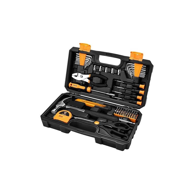 DEKO Outils Bricolage Kit - 62 Pièce Malette Outils à Main Ménage Général avec Boîte à Outils en Plastique Mallette de Rangement