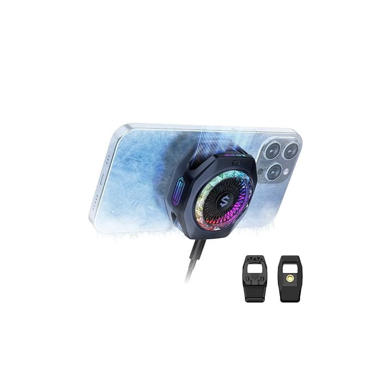 Black Shark Refroidisseur de téléphone magnétique 5 Pro – 18 LED RVB adressables, poignée amovible, ventilateur thermostatique c