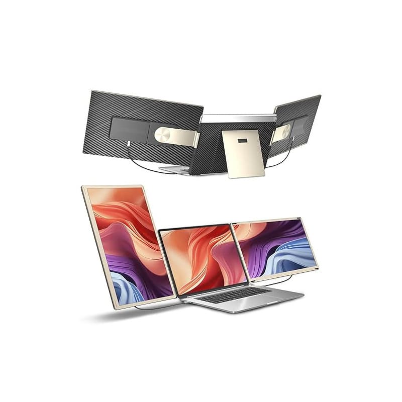 siaviala Extension D'écran d'ordinateur Portable, Triple Moniteur Portable 15,6" FHD 1080p, Compatible avec Windows, Mac, Chrome