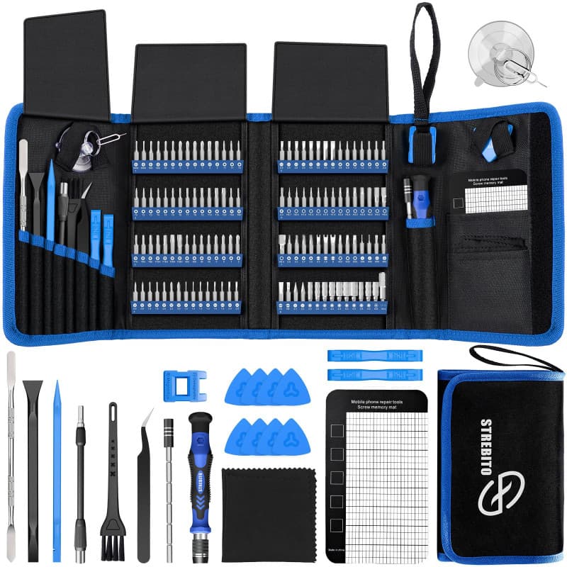STREBITO Sets Tournevis de précision électroniques kit d'outils pour PC,PS | 142 pièces Tournevis micro kit multi-embouts pour r