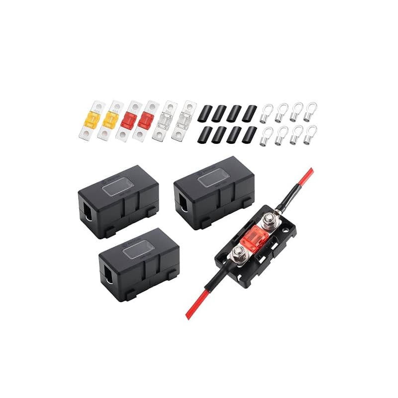 Lot de 4 porte-fusibles Midi pour voiture, avec 6 pièces 40 A, 50 A, 80 A, Mega porte-fusibles pour voiture, bateau, SUV, camion