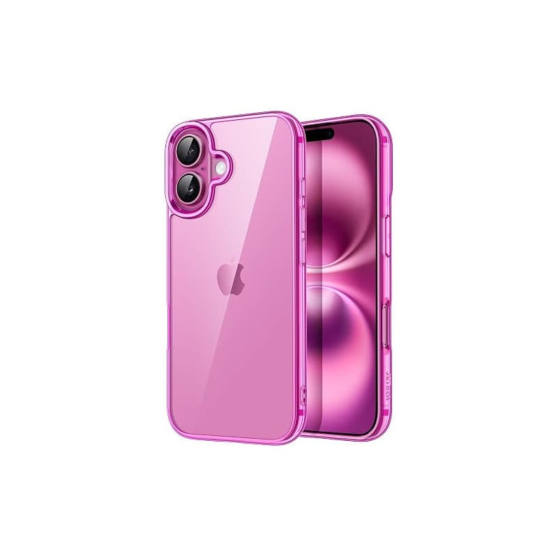 JETech Coque pour iPhone 16, Rose | Anti-Jaunissement, Antichoc, Dos PC Rigide Résistant aux Rayures, Étui Housse Bumper en TPU