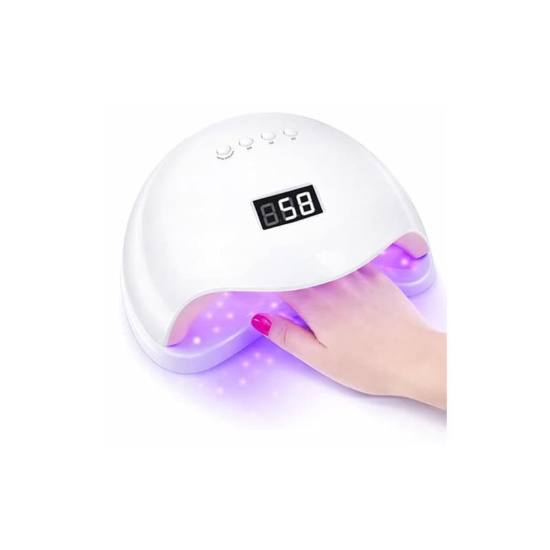 LALILL Lampe UV LED pour Ongles 48W - Blanc, Séchoir à Ongles - Nail Lamp pour Tous les Vernis Gel, Hybride - 10/30/60/99s Timer