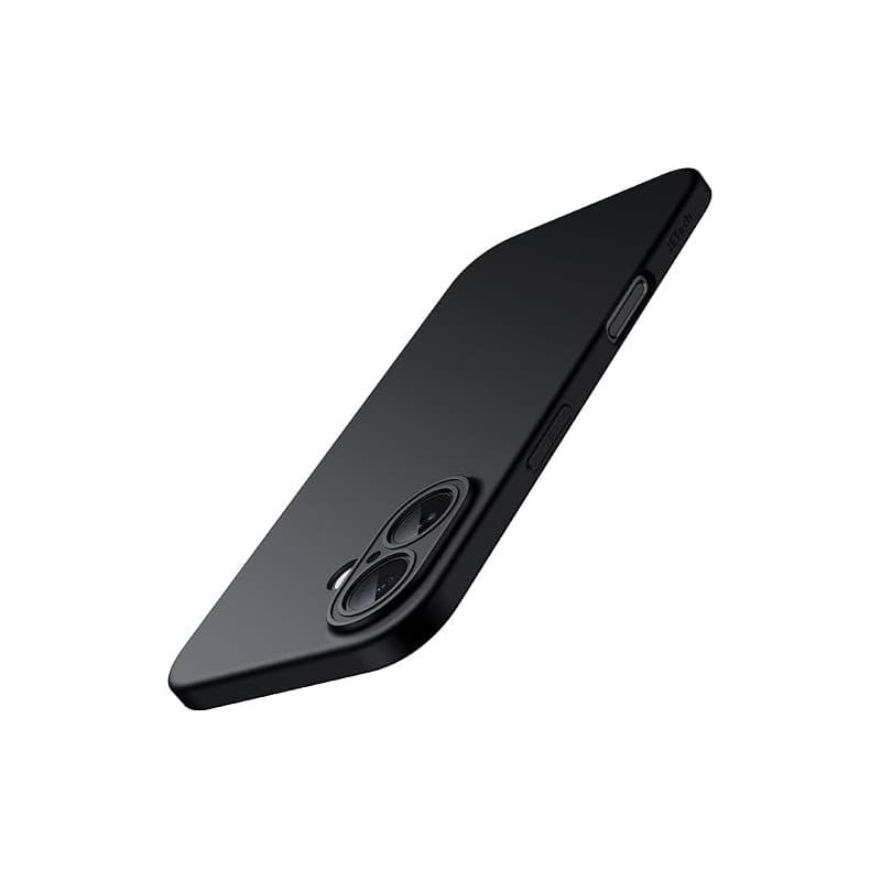 JETech Coque Fine pour iPhone 16, Noir | Protection de l'Objectif Caméra, Finition Mat Ultra-Fine, Étui Housse Design Léger Mini