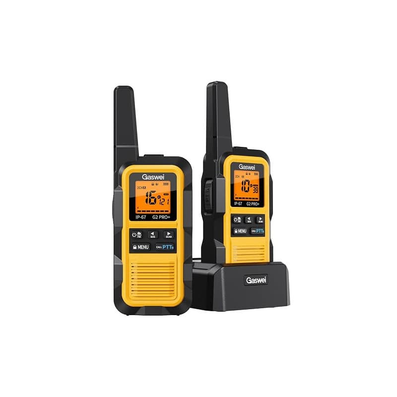 Gaswei G2Pro+ Talkie Walkie PMR 446 Professionnel - Étanche IP67,16 Canaux | Longue Portée & Robuste - Double PTT, VOX, Alerte S