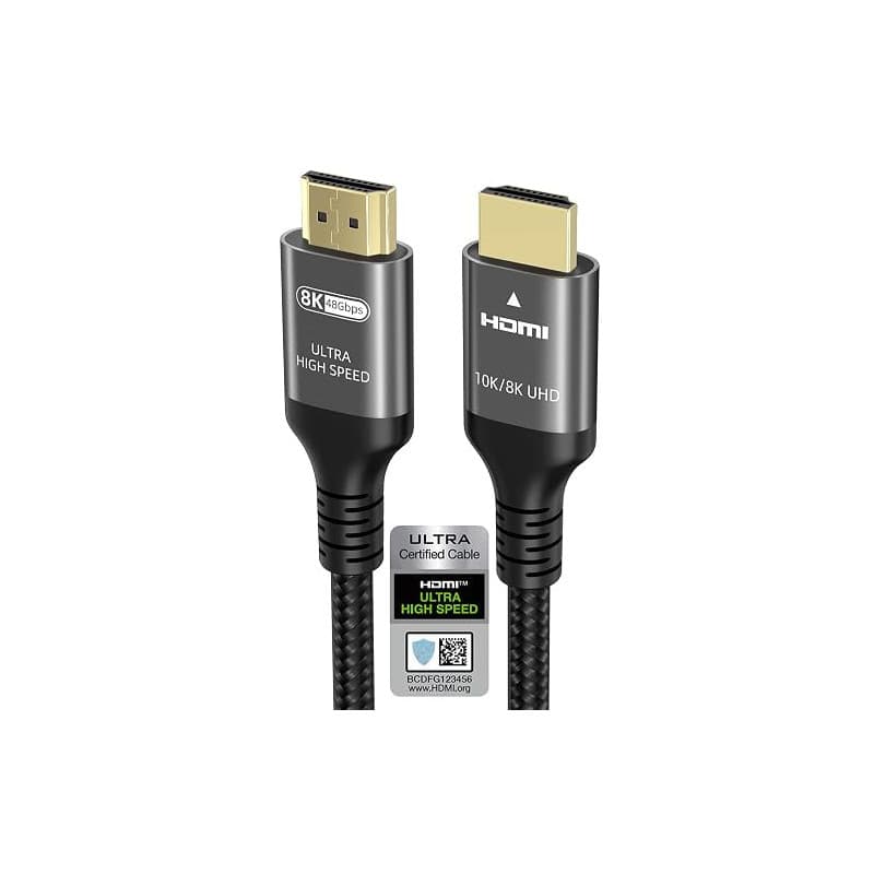 Ubluker 10K 8K 4K Câble HDMI 48Gbps 1M, Certifié Ultra Haut Débit HDMI® Cable 4K 240Hz 144Hz 120Hz 8K60Hz 0,01ms HDR10+ ARC eARC
