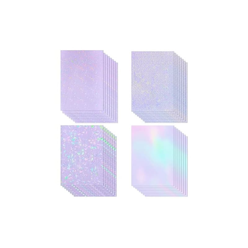 CRESZZLE 32 feuilles de film adhésif transparent A4 (210 x 297 mm), papier holographique, film holographique, film hologramme, i
