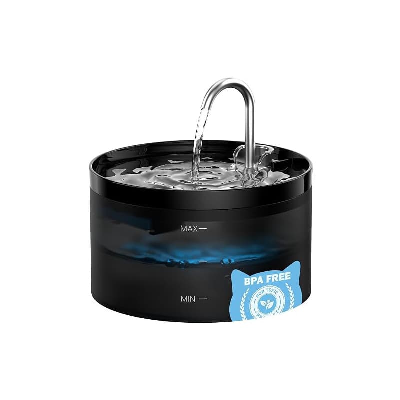 GIOTOHUN Fontaine a Eau Chat: Fontaine à Eau pour Chat - 2L Noir Distributeur Chat - Forme de Robinet - Super Silencieuse - Deux