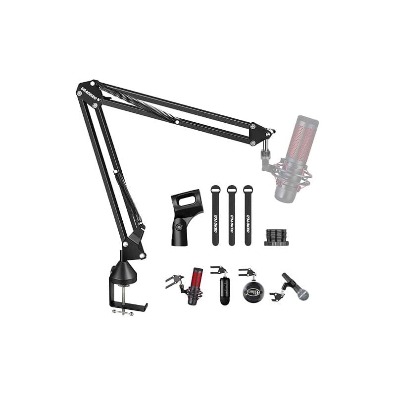 Bras Micro,Aokeo AK-35 Pied Micro réglable Support de Microphone pour HyperX QuadCast,SoloCast,Blue Yeti,Blue Snowball,Elgato Wa