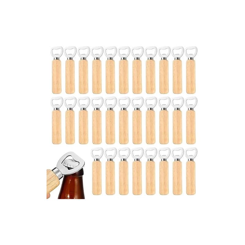 Lot de 30 décapsuleurs en bois avec poignée en bois - Cadeau pour hommes et amateurs de bière - Convient pour la maison et le bu