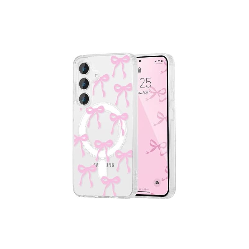 UEEBAI Coque Magnétique pour Samsung Galaxy S24 FE 5G Transparent Étui Housse de Téléphone en Motif de Papillon Case avec Rechar