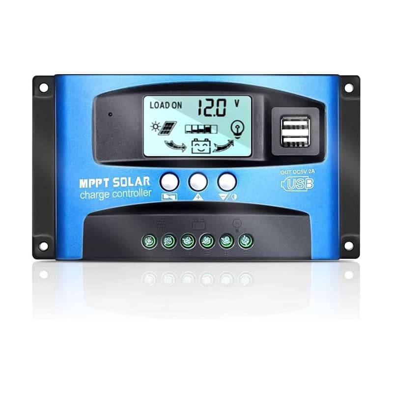 OOYCYOO MPPT 60A Contrôleur de Charge Solaire 12V 24V Auto, Régulateur Panneau Solaire 60A avec 5V Double Port USB et écran LCD