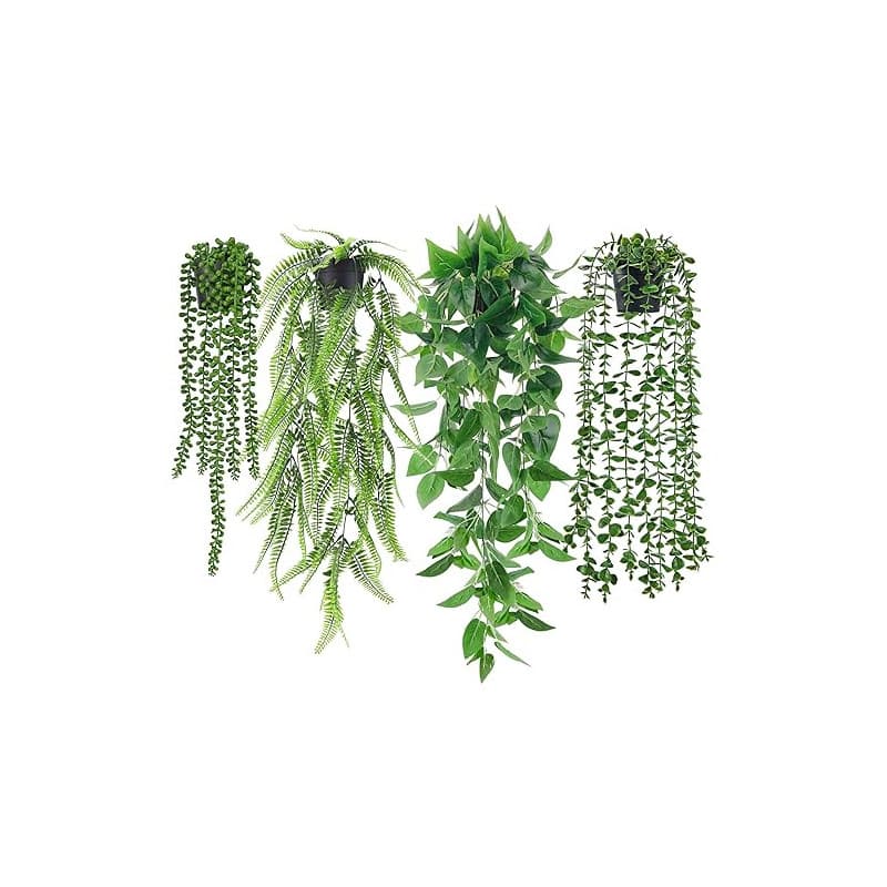 Der Rose 4 Pcs Plante Artificielle Tombante,Plantes Artificielles Interieur et Exterieur,Fausse Plante Convient pour Décorer le
