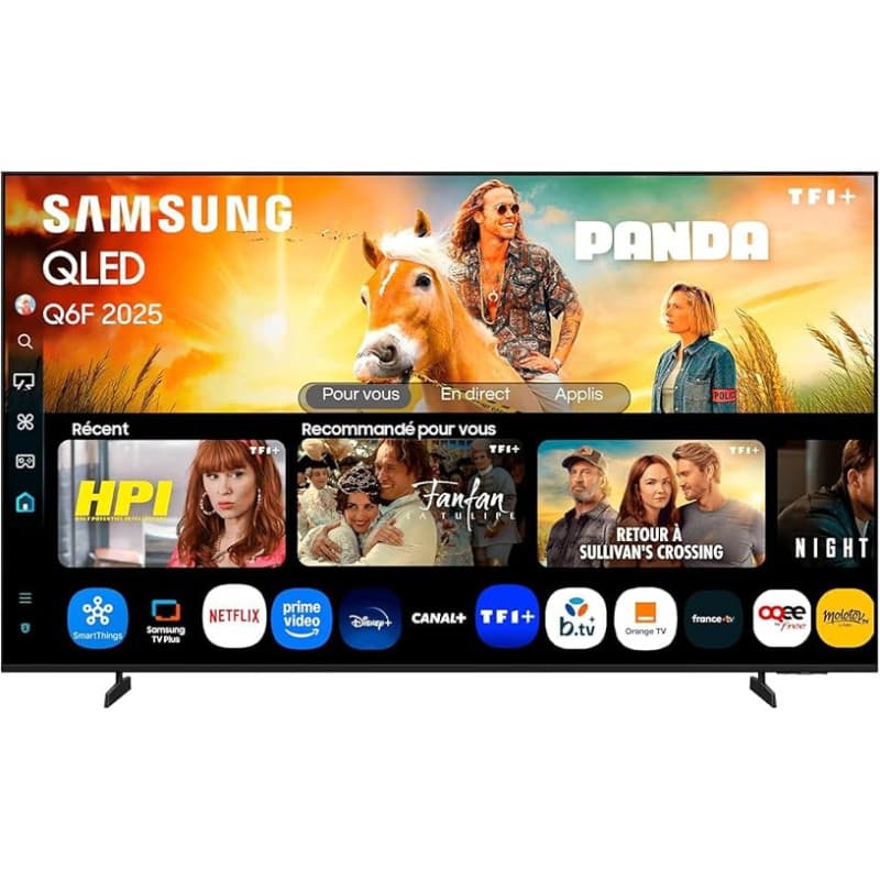 Samsung TV AI 55 Pouces QLED 55Q6F 4K Smart TV, Quantum Dots, Q4 Lite Processor, WiFi, Airplay, HDR, Q-Symphony, OTS Lite, Knox