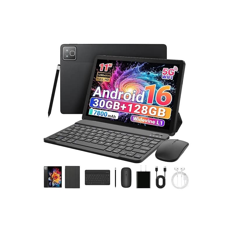 Tablette de 11 Pouces Android 16 Tablette, 2 en 1 Tablettes avec Cas de Stylo de Souris Clavier, RAM de 30 Go ROM de 128 Go (1TB