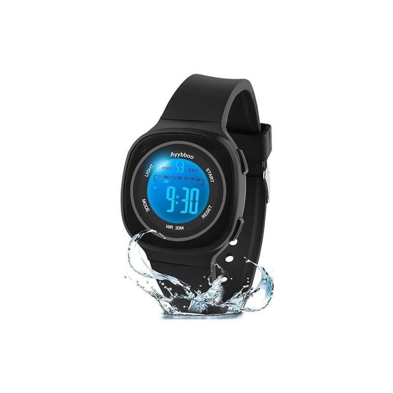 Ayybboo Montre Enfant Numérique pour Garçons et Filles | Digital Montre Garçon pour Sport 30M Étanche,7 Lumières LED,Alarme,Chro