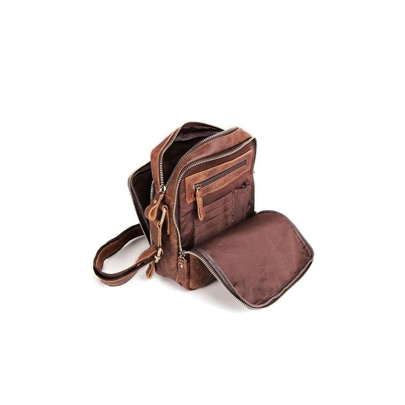 BAIGIO Sac à Bandoulière pour Homme en Cuir véritable, Petit Sacoche Bandoulière, Sac Croisé Vintage, Sacoche Cuir Homme pour Tr