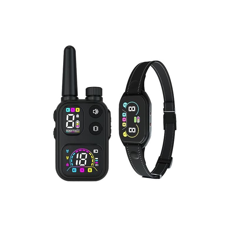 Meloive 3 en 1 Collier de Dressage, Collier Anti Aboiement, Collier LED | Portée de 3800m,Anti-aboiement avec Manuel et Automati