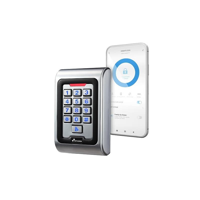 Contrôle d'accès Autonome NIVIAN accès par Carte EM, Pin et App Sortie de Relais, Bouton et Sonnette Wiegand 26 et WiFi | Contrô