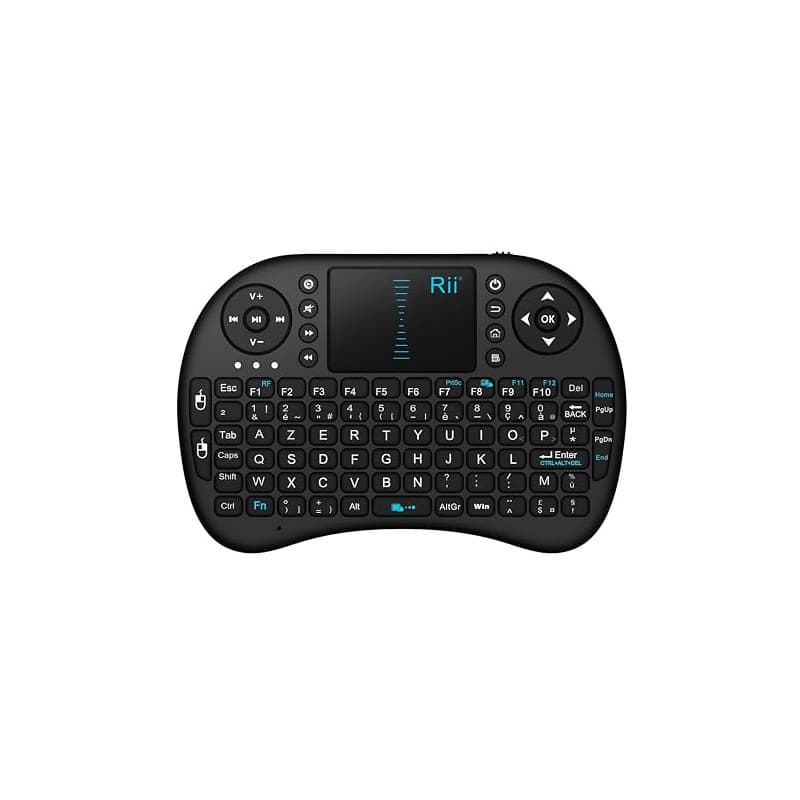 Rii Mini i8 Wireless (AZERTY) - Mini Clavier français, Ergonomique sans Fil avec Touchpad - pour Smart TV, Mini PC, HTPC, Consol