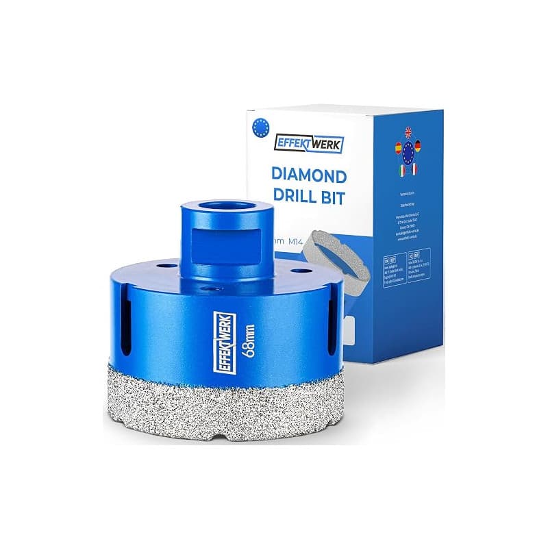 EffektWerk Foret pour carrelage de maçonnerie (68 mm), foret diamant avec tige M14, scie cloche diamant pour carrelage dur, gran