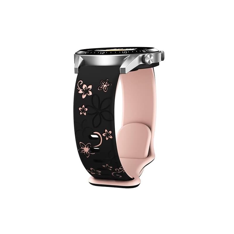 Jrkvniv Deux Tons Floral Gravés Bracelet Montre Compatible avec Samsung Galaxy Watch 3 45 mm/Galaxy Watch 46 mm/Gear S3 Frontier