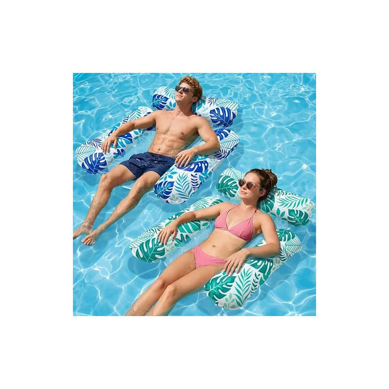 Elidepe Bouee Piscine, 2 Pièces Matelas Piscine, Matelas GonflablePiscine, Hamac Aquatique, Hamac Gonflable Flottant 4 en 1, Bou