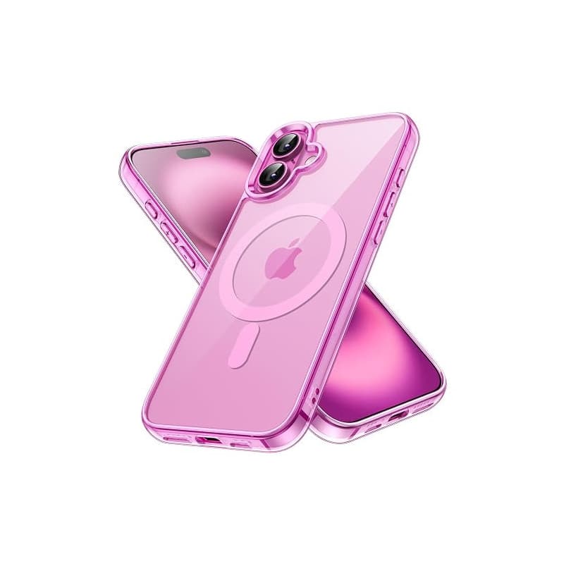 JETech Coque Magnétique pour iPhone 16, Rose | Compatible avec MagSafe, Étui Housse Bumper Antichoc, Résistant aux Rayures, Dos