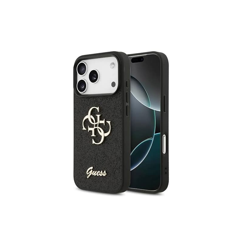 CG MOBILE Guess Coque de protection fixe à paillettes pour iPhone 17 Pro (noir)