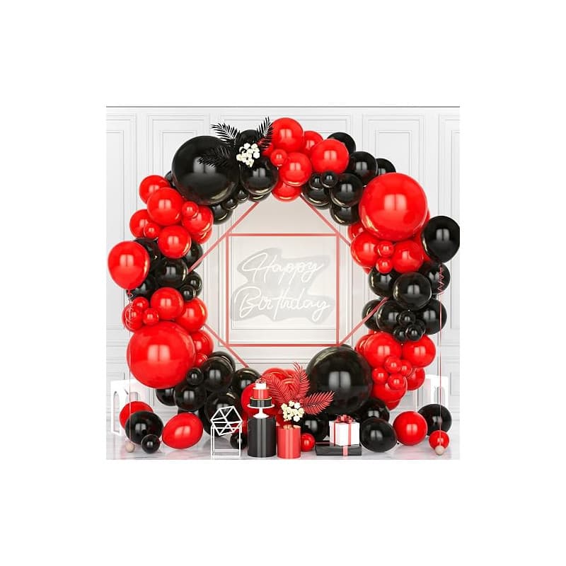 Teselife Arche Ballons Noir et Rouge,119Pièces Kit Guirlande Ballon Matte Noir Rouge Garçon Hommes Femmes Fille Baby Shower Anni