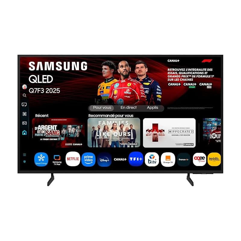 Samsung TV AI 50 Pouces QLED 50Q7F3 4K Smart TV, Quantum Dots, Q4 AI Processor, WiFi, Airplay, HDR, Q-Symphony, OTS Lite, Knox S