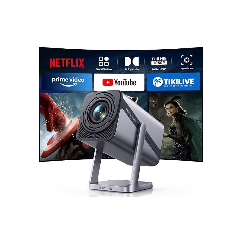 Vidéoprojecteur 4K【Netflix Ready/Dolby】 Auto Focus/Keystone 30000 Lumens Projecteur Portable 4K Courte Focale, Rotatif 360° Rétr