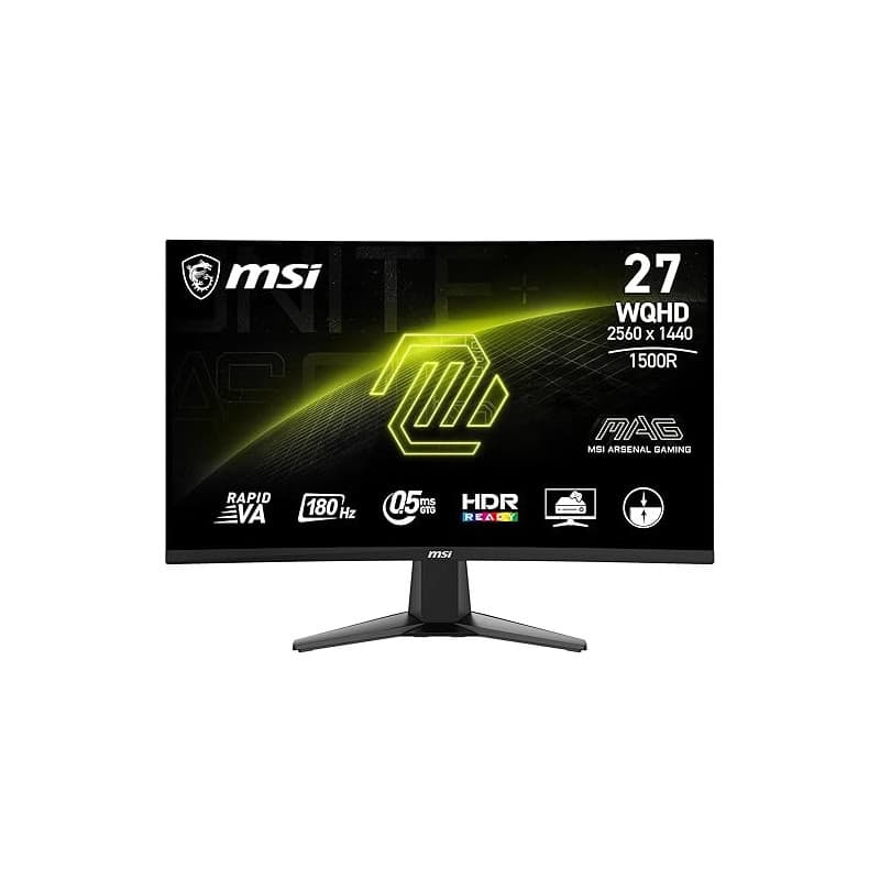 MSI MAG 27CQ6FA Écran Gaming incurvé 27" WQHD | Dalle Rapid VA 2560x1440, 180Hz, 0,5ms, courbure 1500R, compatible VESA, HDMI, D