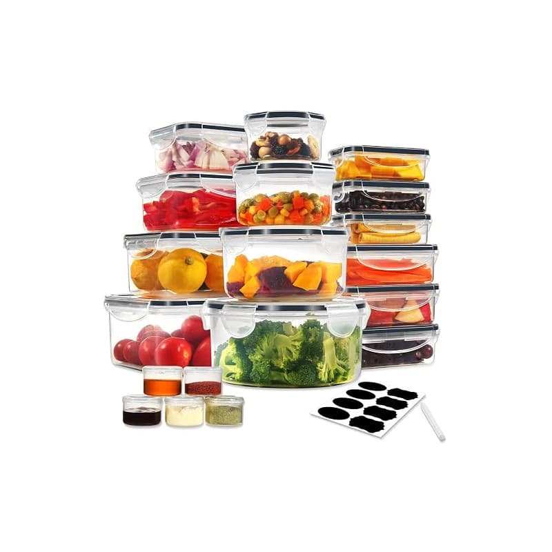 YASHE Boîte Conservation Alimentaire 38 Pièces, Sans BPA Boîte Alimentaire Set, Plastique Boîte Hermetique Alimentaire, 100% Éta