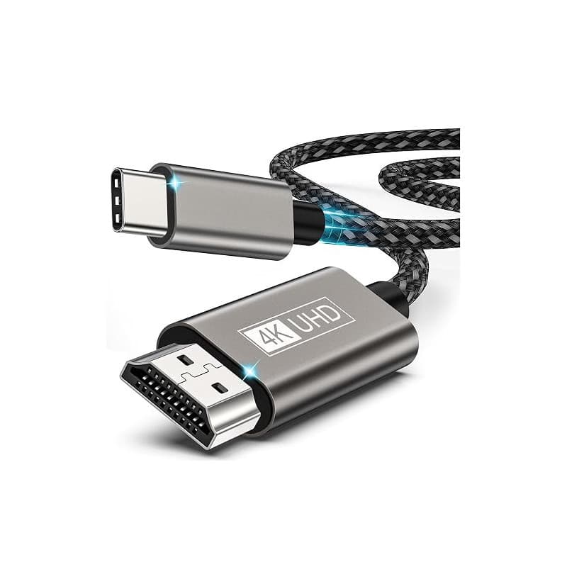 Cable USB C vers HDMI 2M, Câble Type C vers HDMI 4K, Thunderbolt 4/3 vers HDMI Compatible pour MacBook Pro 2023/Air 2022, iMac,