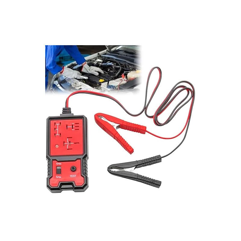Gomety Testeur de relais de voiture: appareil de diagnostic professionnel, 12/24 V, testeur de batterie de voiture avec clips, p