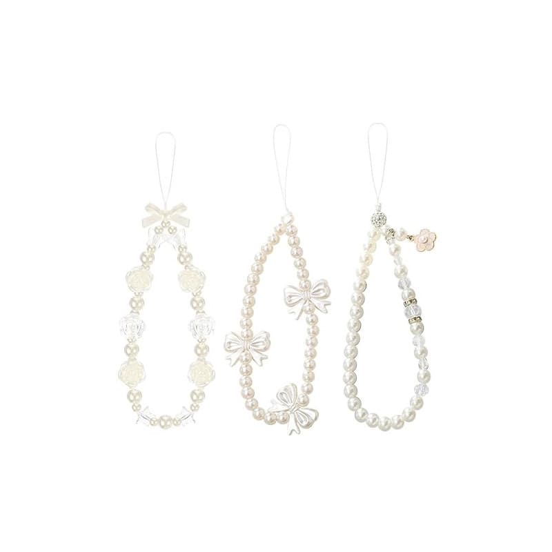 JOOTUEPO Lot de 3 Dragonne de Téléphone en Perles, Phone Charm Strap, Chaine Telephone Portable, Chaine De Telephone Perles, Dra