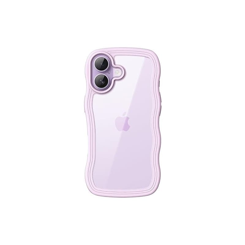 JETech Coque Ondulée pour iPhone 17, Violet | Design Ondulé Mignon, Protection Antichoc, Étui Housse Dos Transparent en PC Dur,