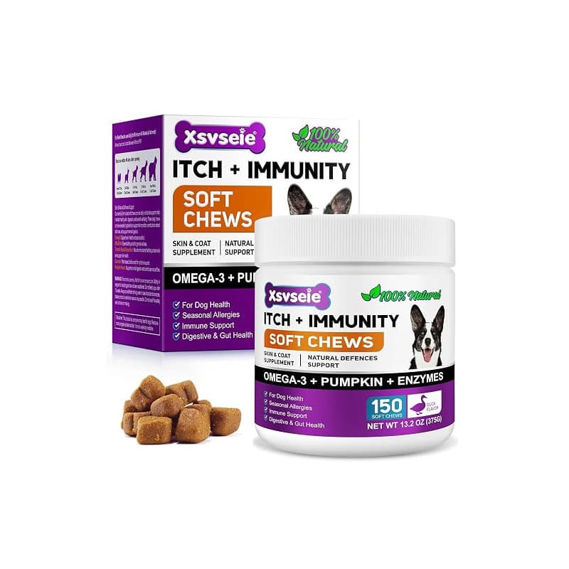Feeliville Soulagement des Démangeaisons pour Chien, Anti Allergie Chien, Antihistamines for Dogs, Mastication Immunitaire, Arrê