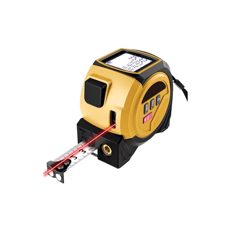 VOBOR 40m Télémètre Laser 3 en 1, Ruban à Mesurer 5m, USB-C Rechargeable, Écran LCD, Modes Pythagore, Surface et Volume, Crochet