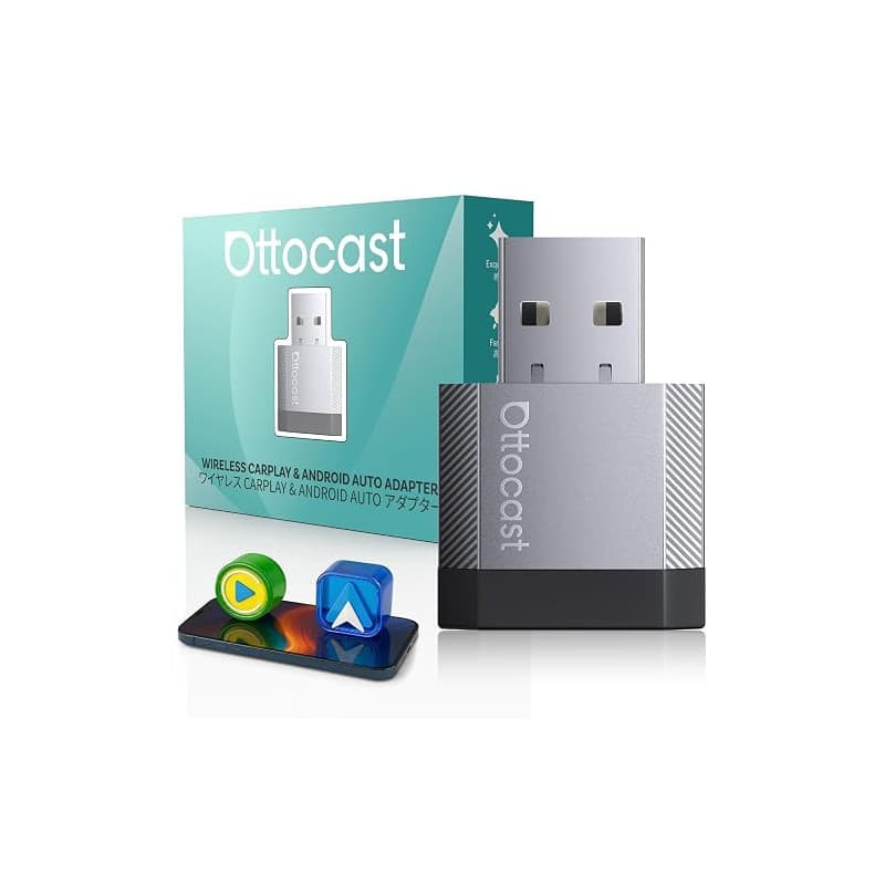 OTTOCAST Adaptateur CarPlay sans Fil et Android Auto 2 en 1, Mini Nova 2026 Adaptateur CarPlay Wireless, Compatible ChatGPT Gemi