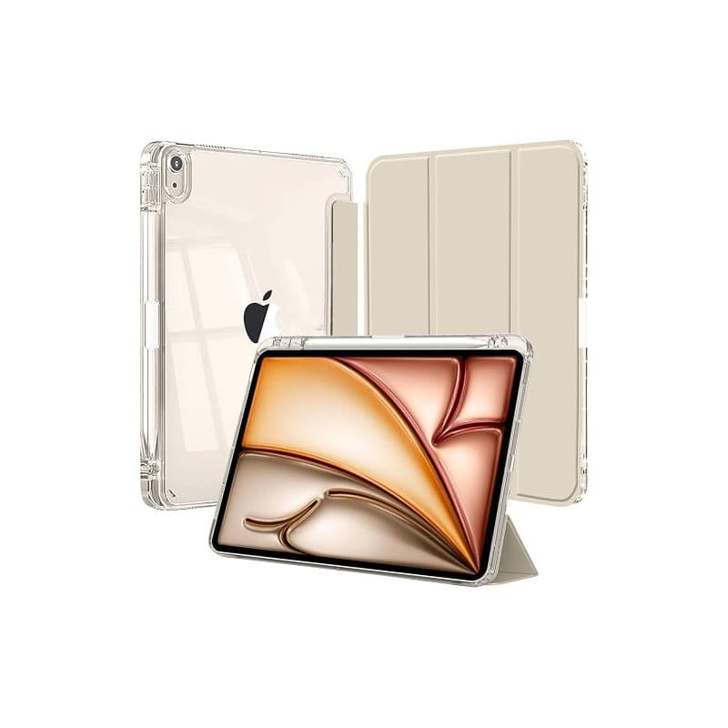 Coque pour iPad Air 11 M4/M3/M2 2026-2024/Air 5/4 Étui Lumière Stellaire | Porte Stylet Bumper TPU Souple Dos Transparent Suppor