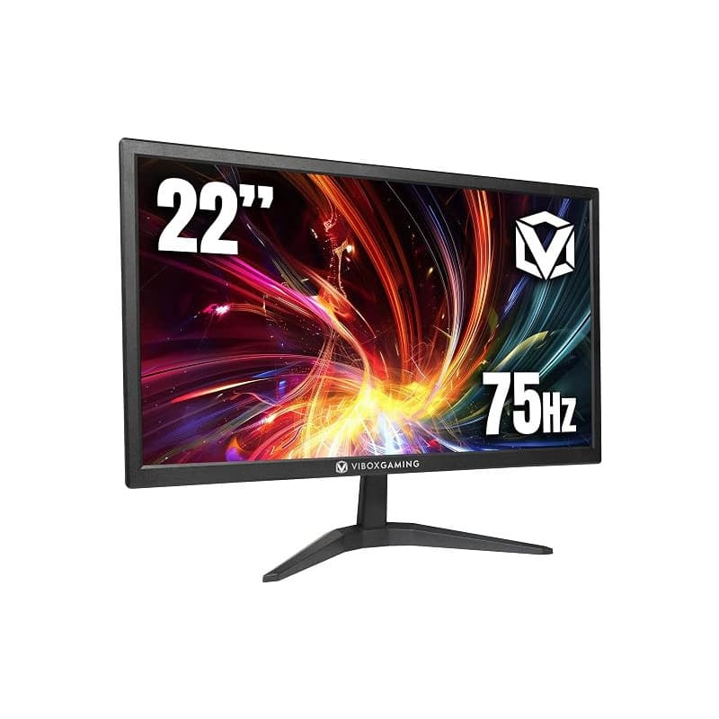 VIBOX Écran PC 21.5 Pouces, Moniteur de Bureau 75Hz, Faible lumière Bleue, Confort des Yeux, VGA et HDMI, Noir