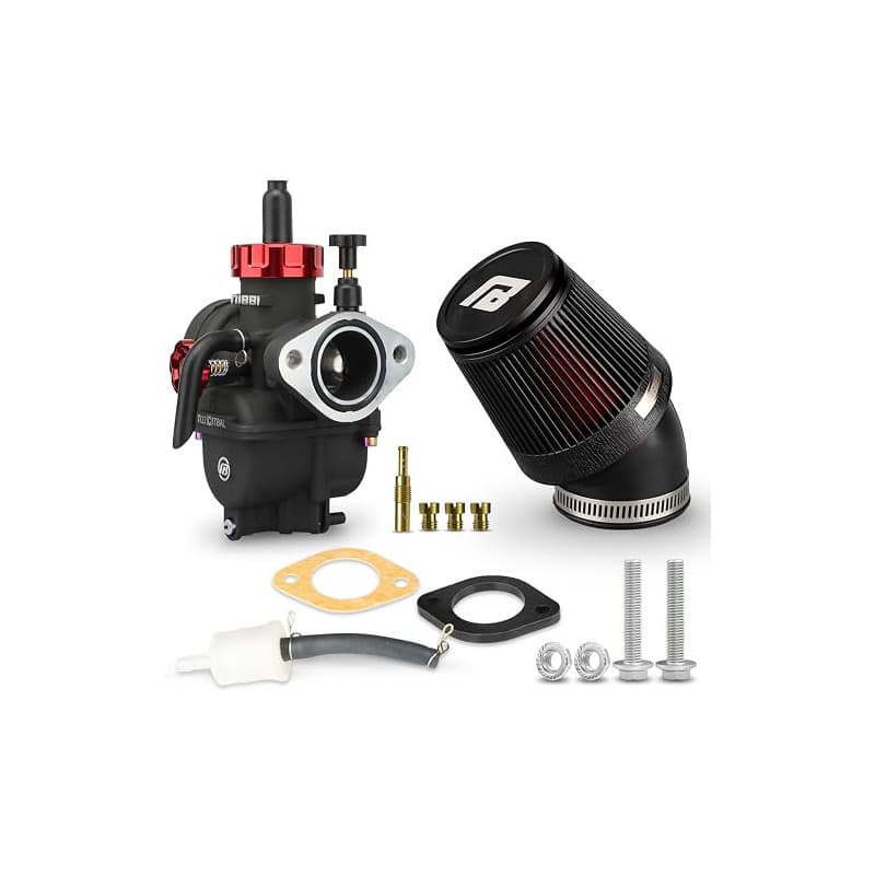 NIBBI Carburateur PE22mm avec Kit Filtre à Air CNC 48mm pour Moteur 125cc-140cc à Bride - Dirt Bike Pit Bike ATV Pocket Bike